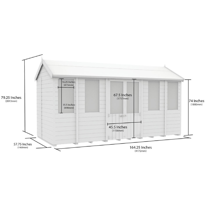 5ft x 14ft Apex Summer House