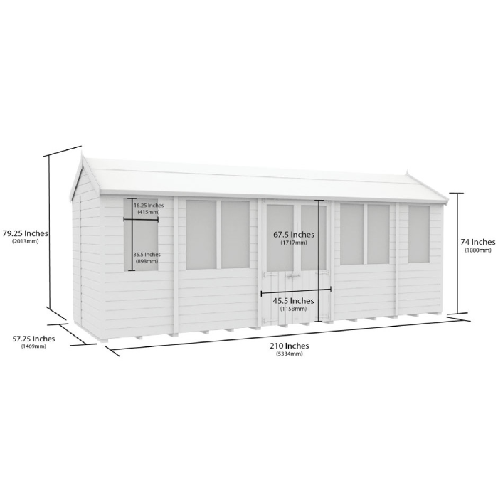 5ft x 18ft Apex Summer House