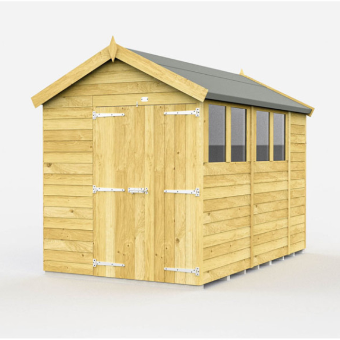 7ft x 10ft Apex Shed 2 door windows