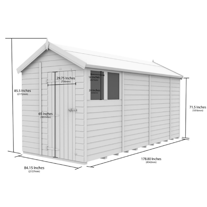 7ft x 15ft Apex Shed