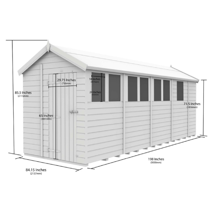 7ft x 17ft Apex Shed