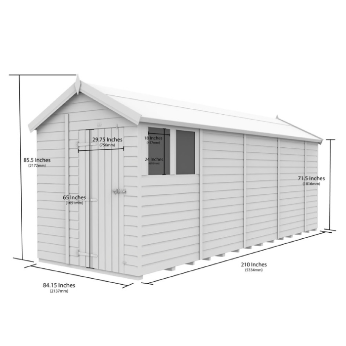 7ft x 18ft Apex Shed