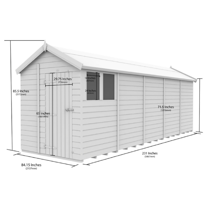 7ft x 20ft Apex Shed