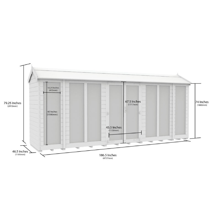 4ft x 16ft Apex Summer House (Full Height Window)