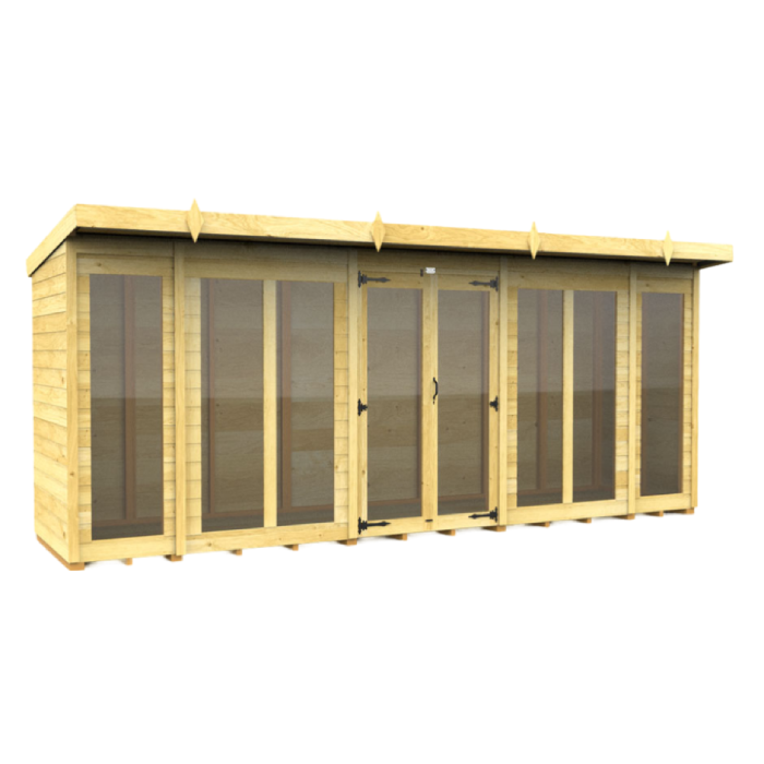 4ft x 16ft Pent Summer House (Full Height Window)