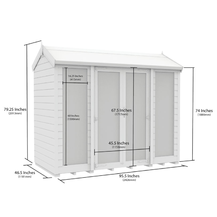 4ft x 10ft Apex Summer House (Full Height Window)