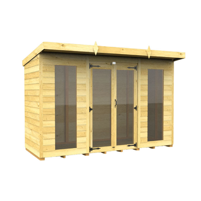 4ft x 10ft Pent Summer House (Full Height Window)