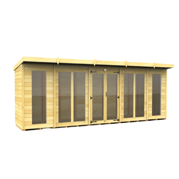 4ft x 18ft Pent Summer House (Full Height Window)