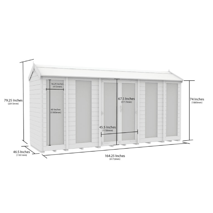 4ft x 14ft Apex Summer House (Full Height Window)