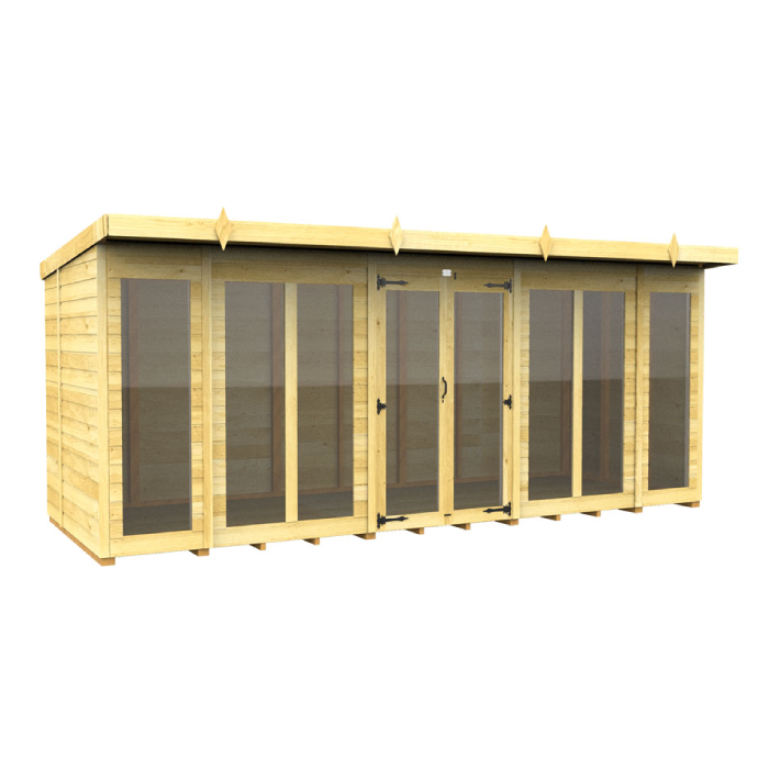 7ft x 16ft Pent Summer House (Full Height Window)