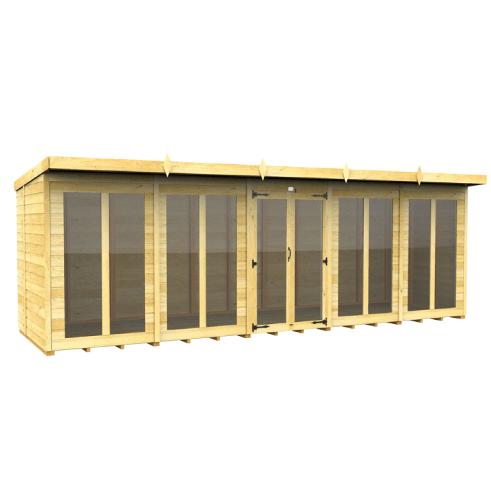 7ft x 20ft Pent Summer House (Full Height Window)