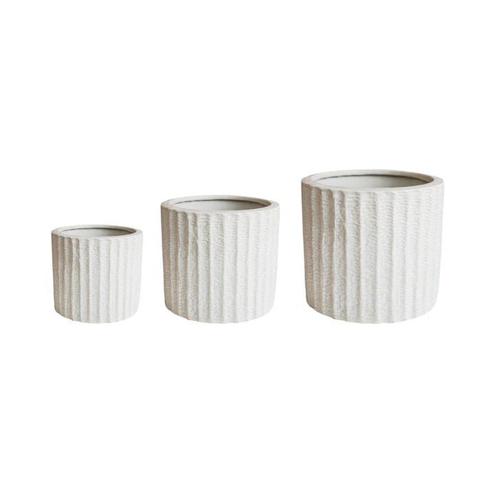 Ivyline Outdoor Charleston Textured White Planter 3 Set