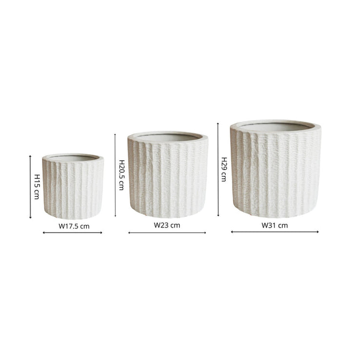 Ivyline Outdoor Charleston Textured White Planter 3 Set