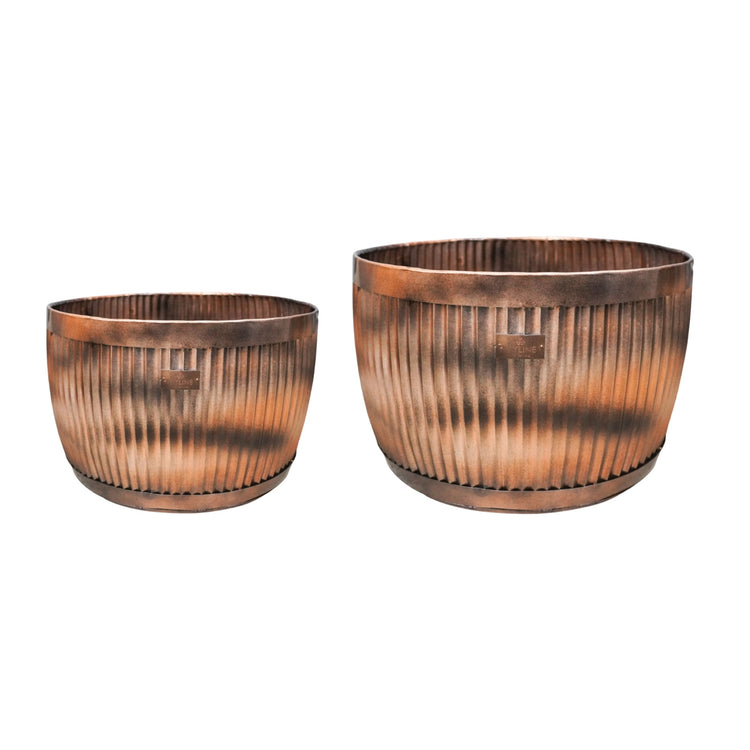 Ivyline Outdoor Hampton Copper Bowl Planter 2 Set