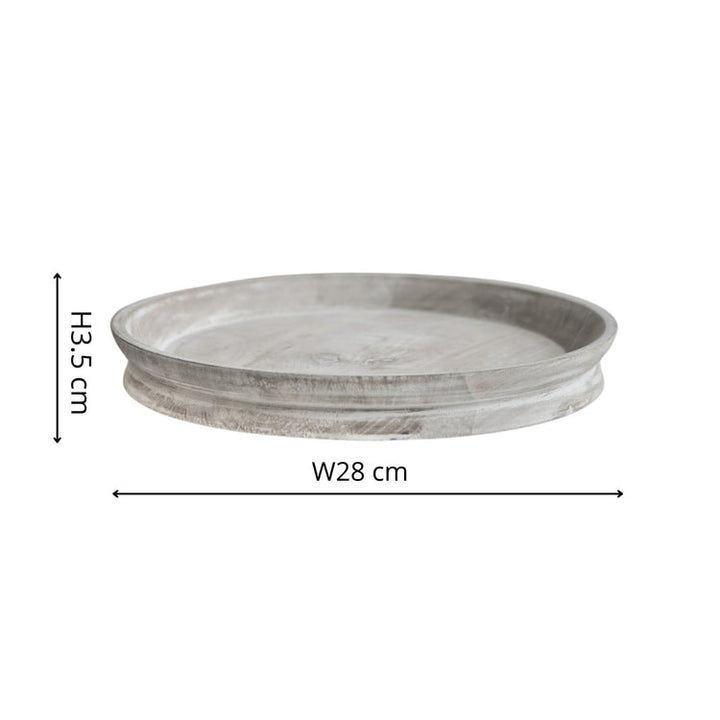 Ivyline Padstow White Wash Wooden Candle Tray