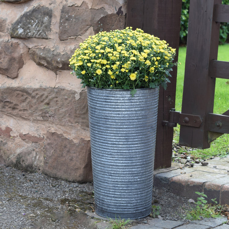 Ivyline Ribbed Galvanised Vase