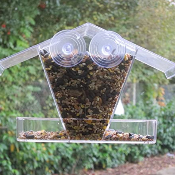 Window bird feeder chalet back