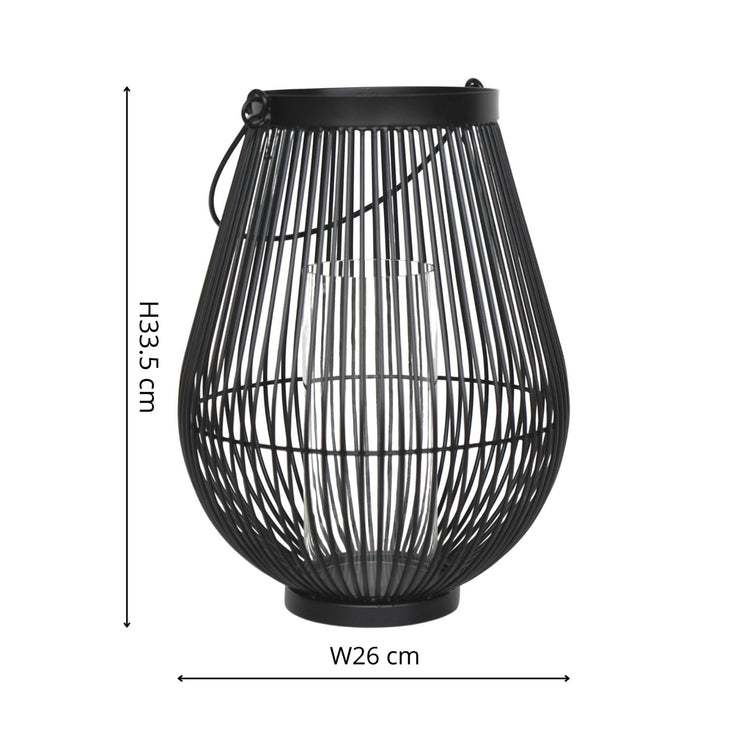 Ivyline Venere Lantern Black with Glass Insert