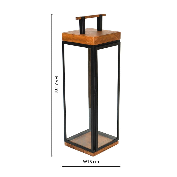 Ivyline Grace Tall Lantern in Acacia Wood and Black