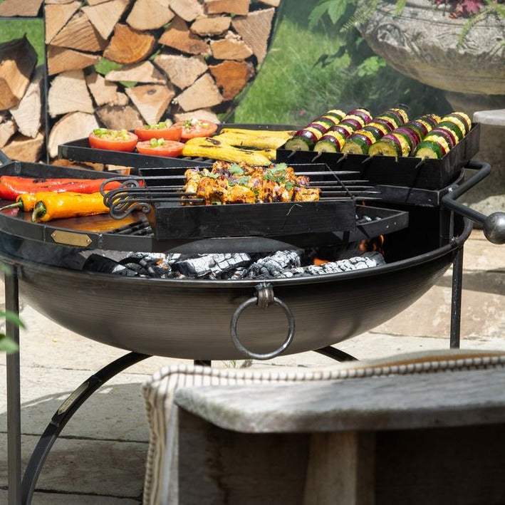 Firepits UK BBQ King 80 with Two Swing Arm BBQ Racks