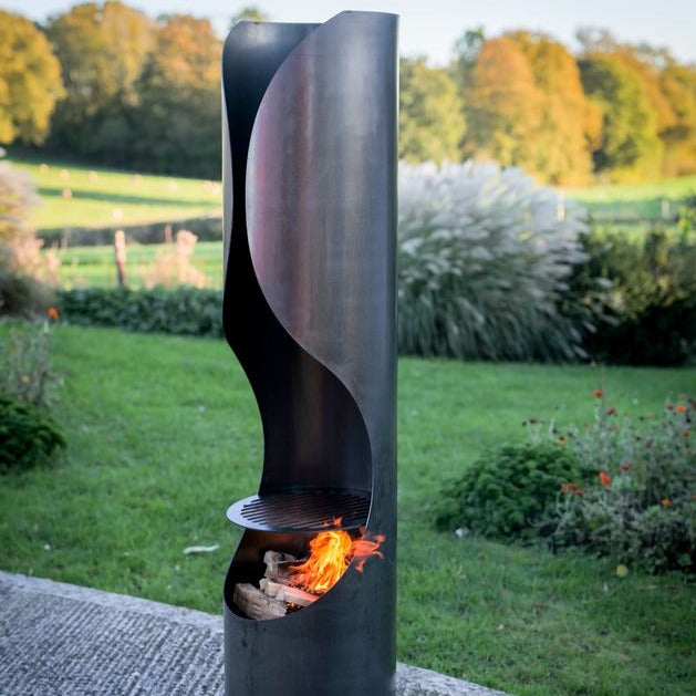 Firepits UK Curve Chiminea with Swing Arm BBQ Rack