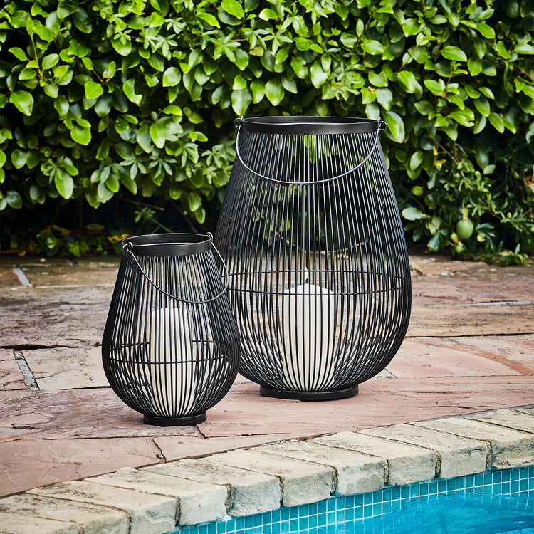 Ivyline Venere Lantern Black with Glass Insert