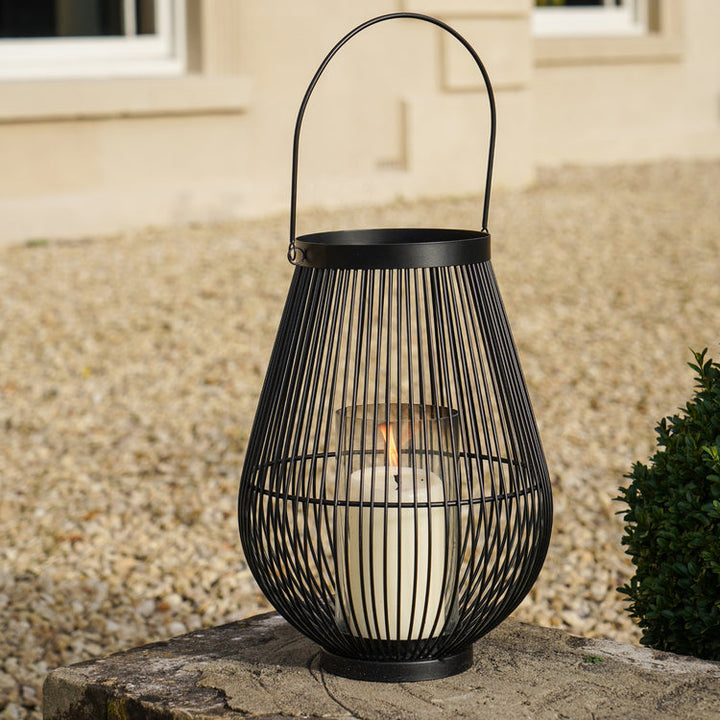 Ivyline Venere Lantern Black with Glass Insert