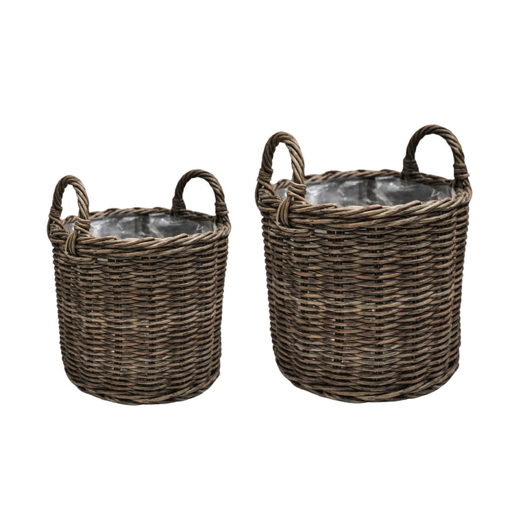 Ivyline Polyrattan Lined Planters 2 Set