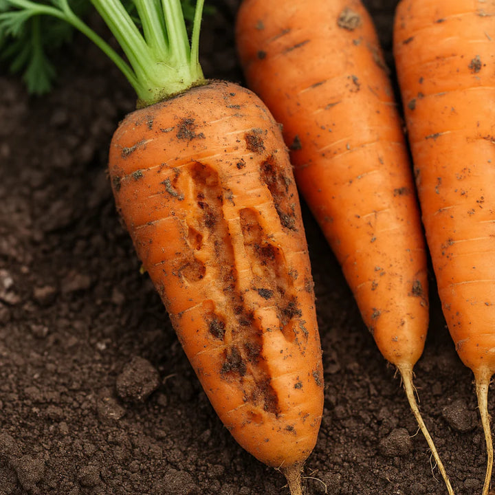 Carrot Root Fly damage