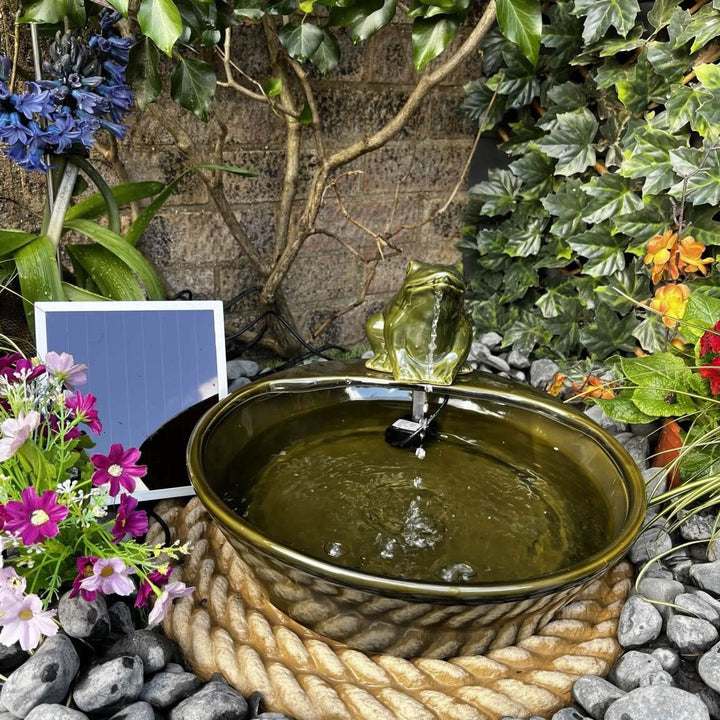 Tranquility Solar Ceramic Frog Water Feature