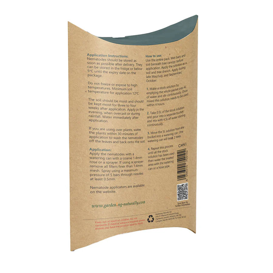 Codling Moth Nematodes Treats 16 Trees - Back of Packet