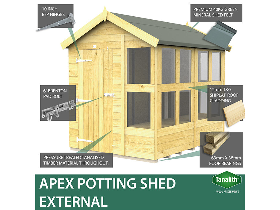 6ft x 14ft Apex Potting Shed