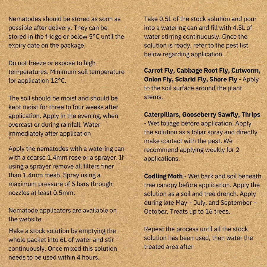 Natural Fruit and Vegetable Mix Nematodes - back of pack
