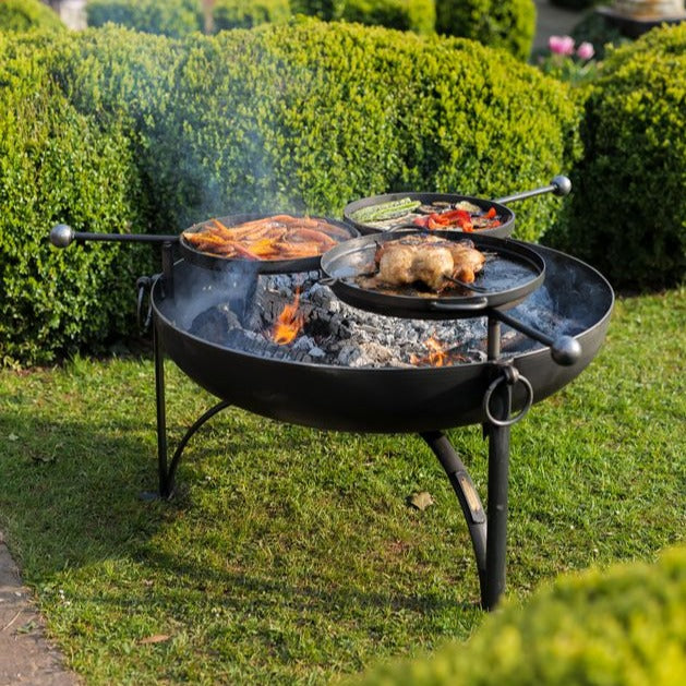 Buy Firepits UK 90cm Plain Jane with Three Swing Arm BBQ Racks online UK