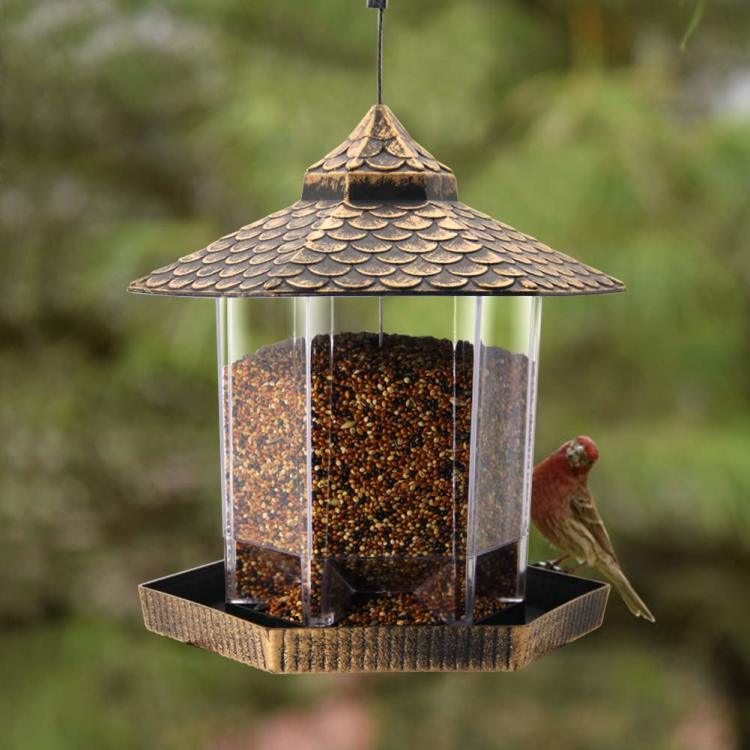 Red Barn Gazebo Bird Feeder with Bird
