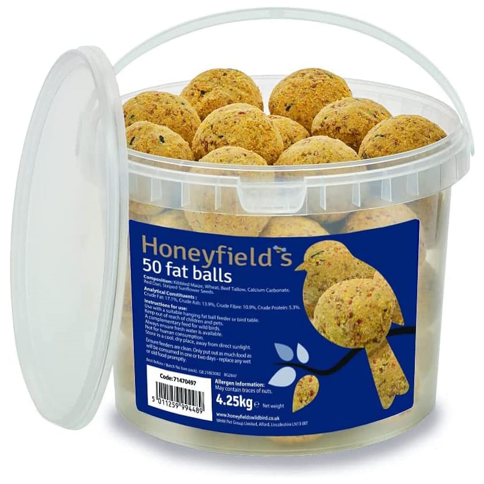 Honeyfield's 50 Fat Balls Wild Bird Food Tub | Garden Wildlife