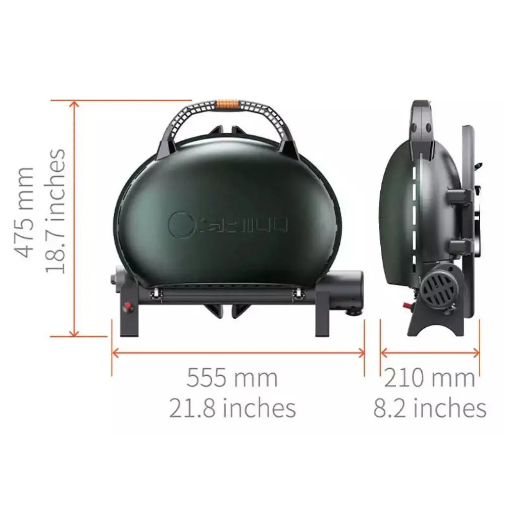 A diagram of the size of o-grill