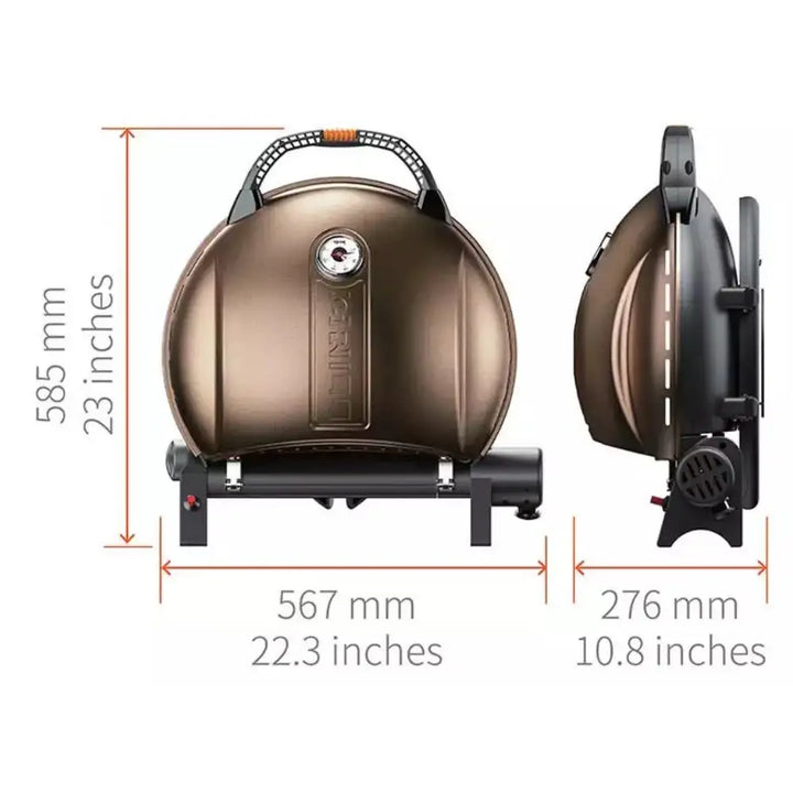 A diagram of the o-grill 900 dimensions