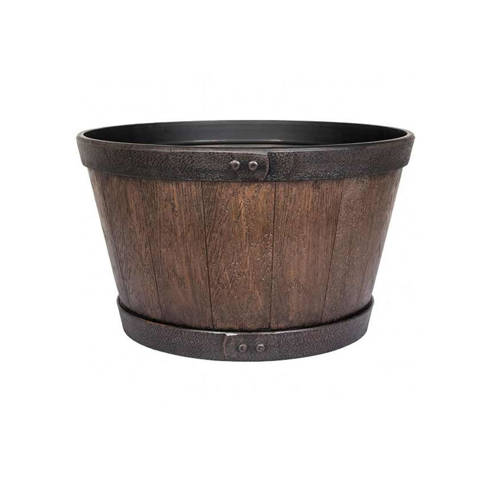 Oban Whiskey Barrel Planter - dark oak