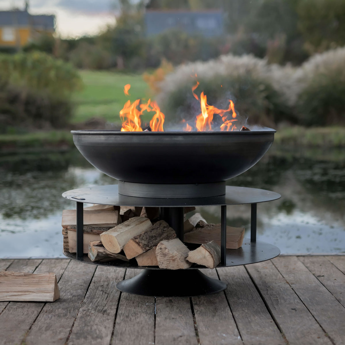 Buy Firepits UK Ring of Logs 90cm Firepit with Swing Arm BBQ Rack online UK