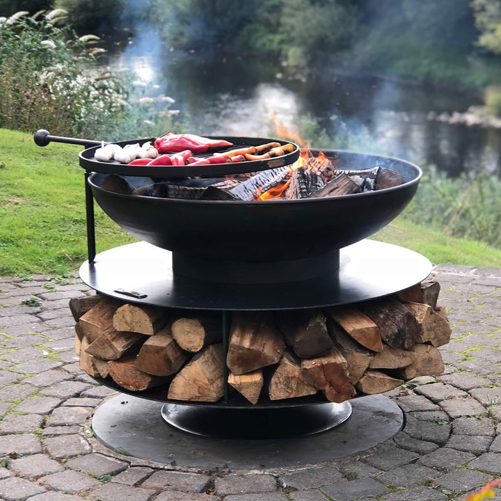 Firepits UK Ring of Logs 90cm with Swing Arm BBQ Rack