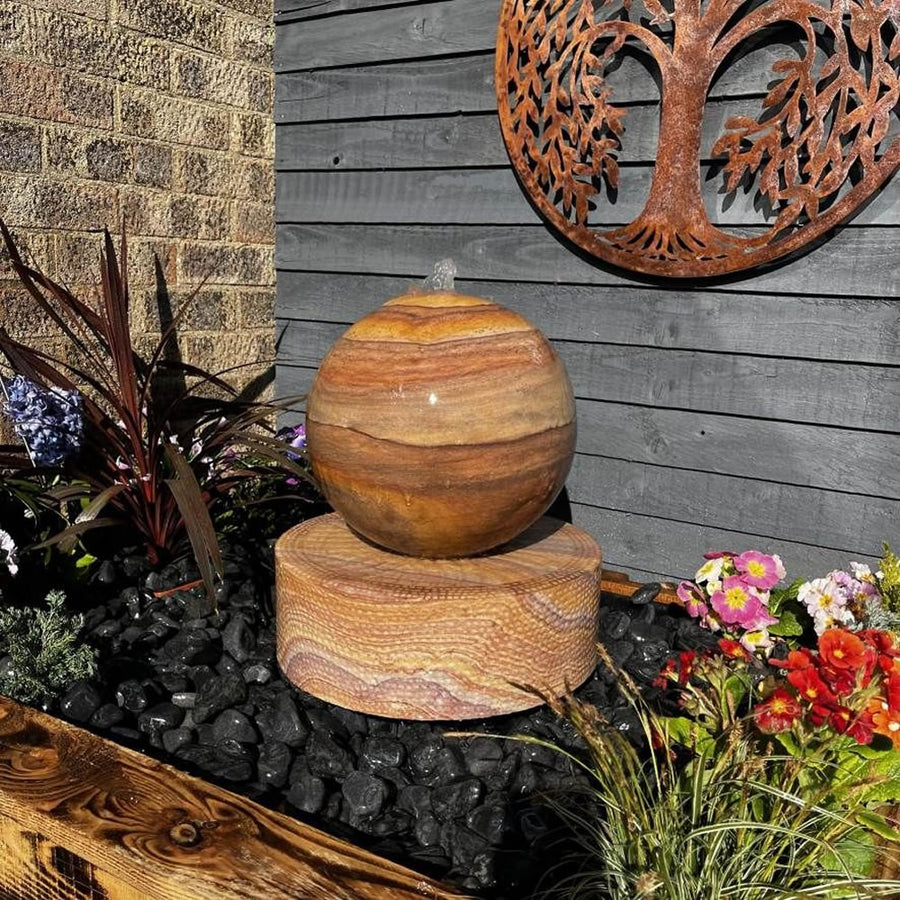 Tranquility Sandstone Millstone & Sphere 38cm Water Feature