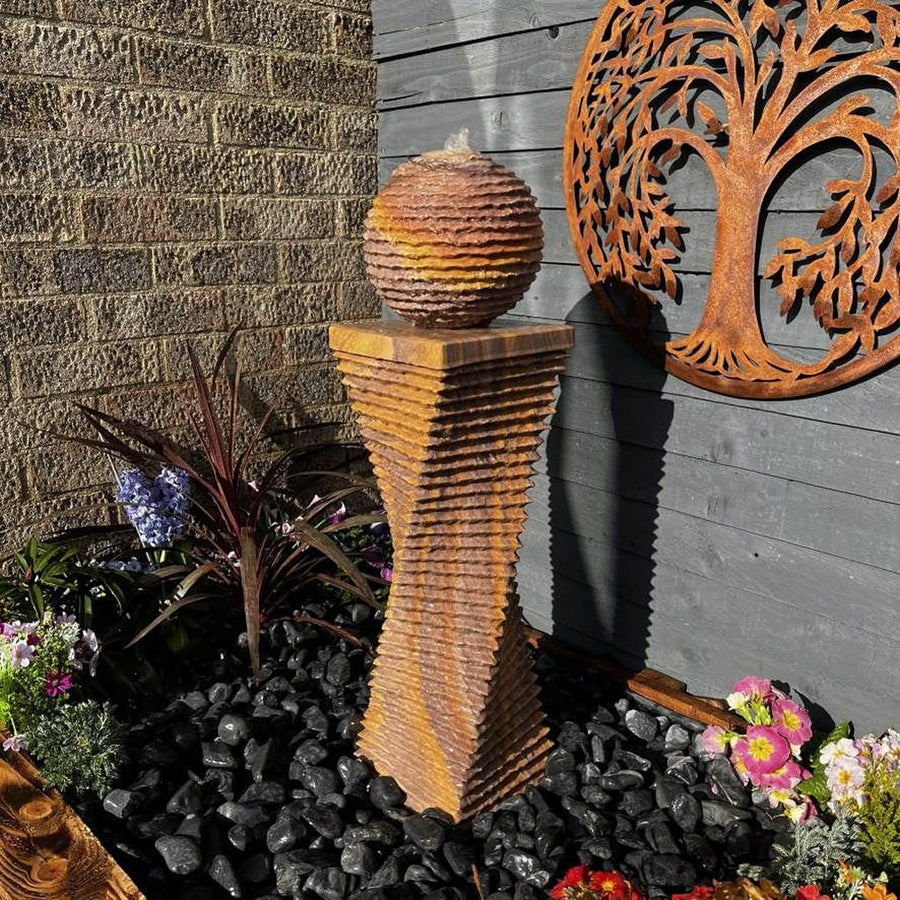 Tranquility Sandstone Twist & Sphere 80cm Water Feature