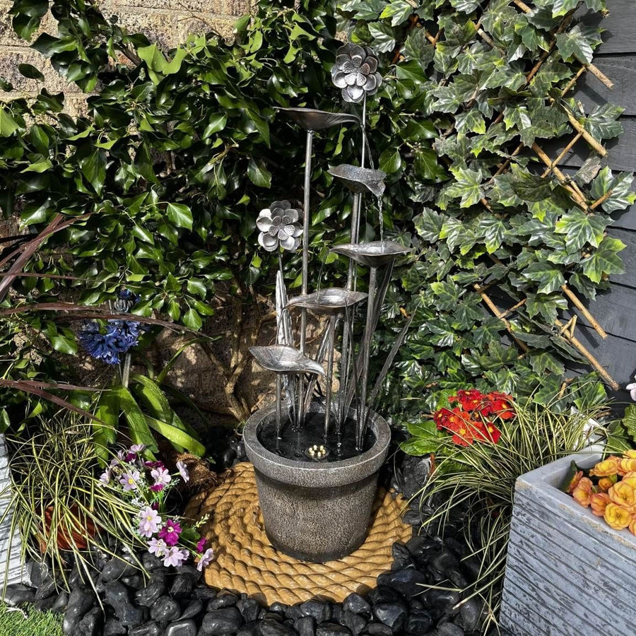 Tranquility Zinc Flower & Pot Water Feature