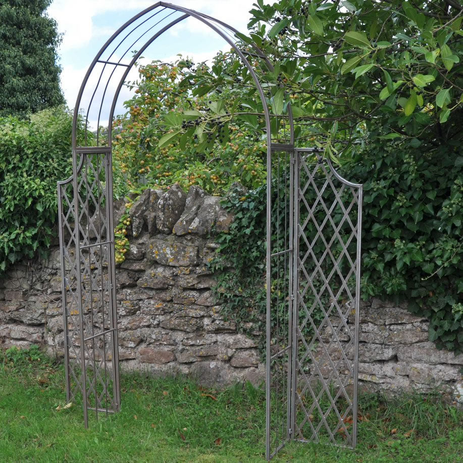 Ascalon Lattice Arch with Gates - 'Antique Green Rust'