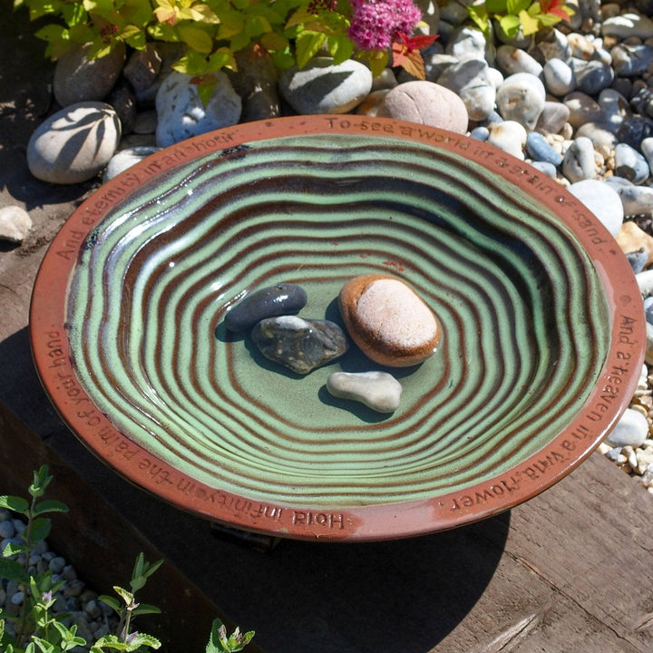 Wildlife World Echoes Bird Bath with 3 Glazed Feet
