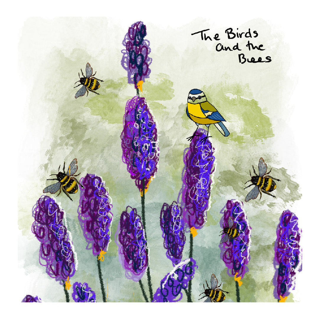 Lavender Birds And Bees Wildflower Plantable Seed Greeting Card